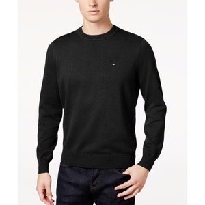 Tommy Hilfiger Black Solid Crew Neck Sweater